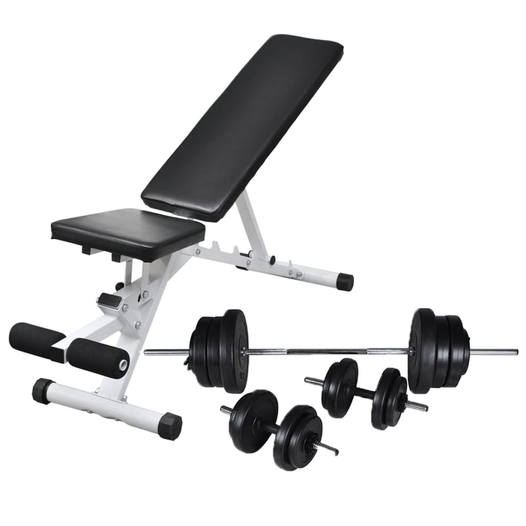vidaXL Workout Bench with Barbell and Dumbbell Set 60,5 kg 1
