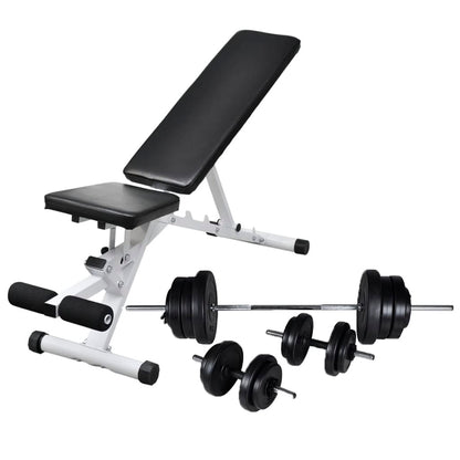 vidaXL Workout Bench with Barbell and Dumbbell Set 60,5 kg 1