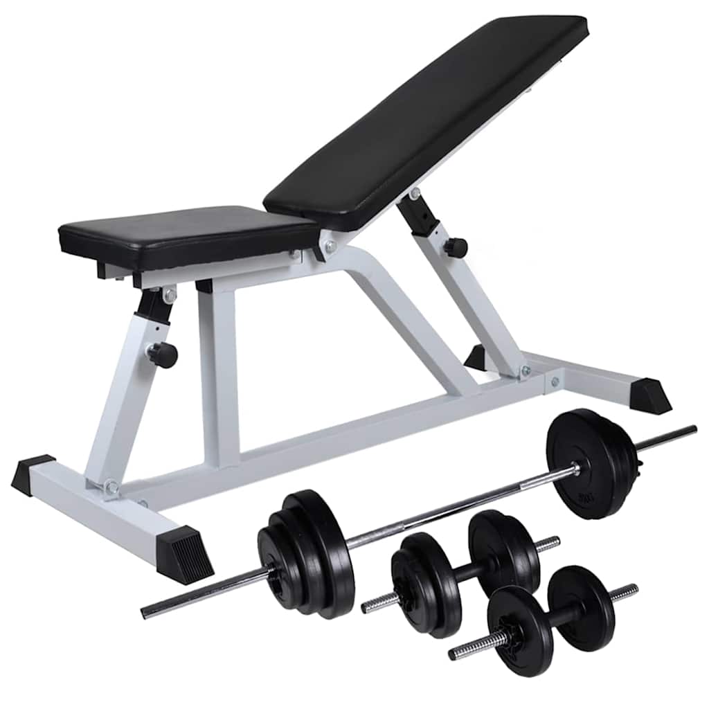 vidaXL Workout Bench with Barbell and Dumbbell Set 30,5 kg 1