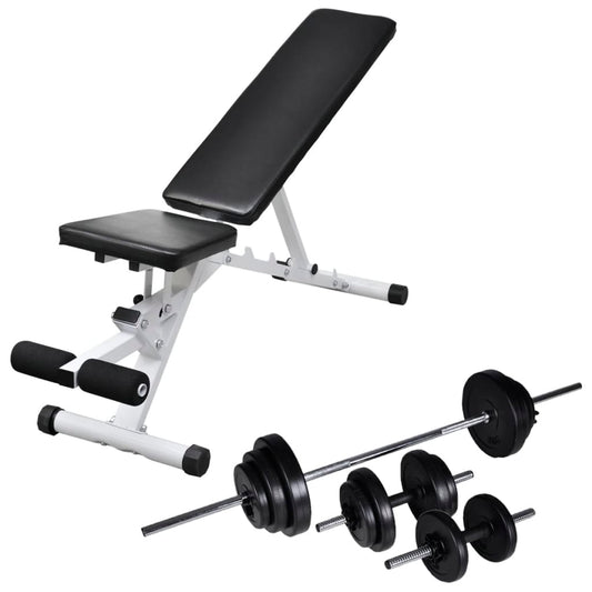vidaXL Workout Bench with Barbell and Dumbbell Set 30.5 kg 1