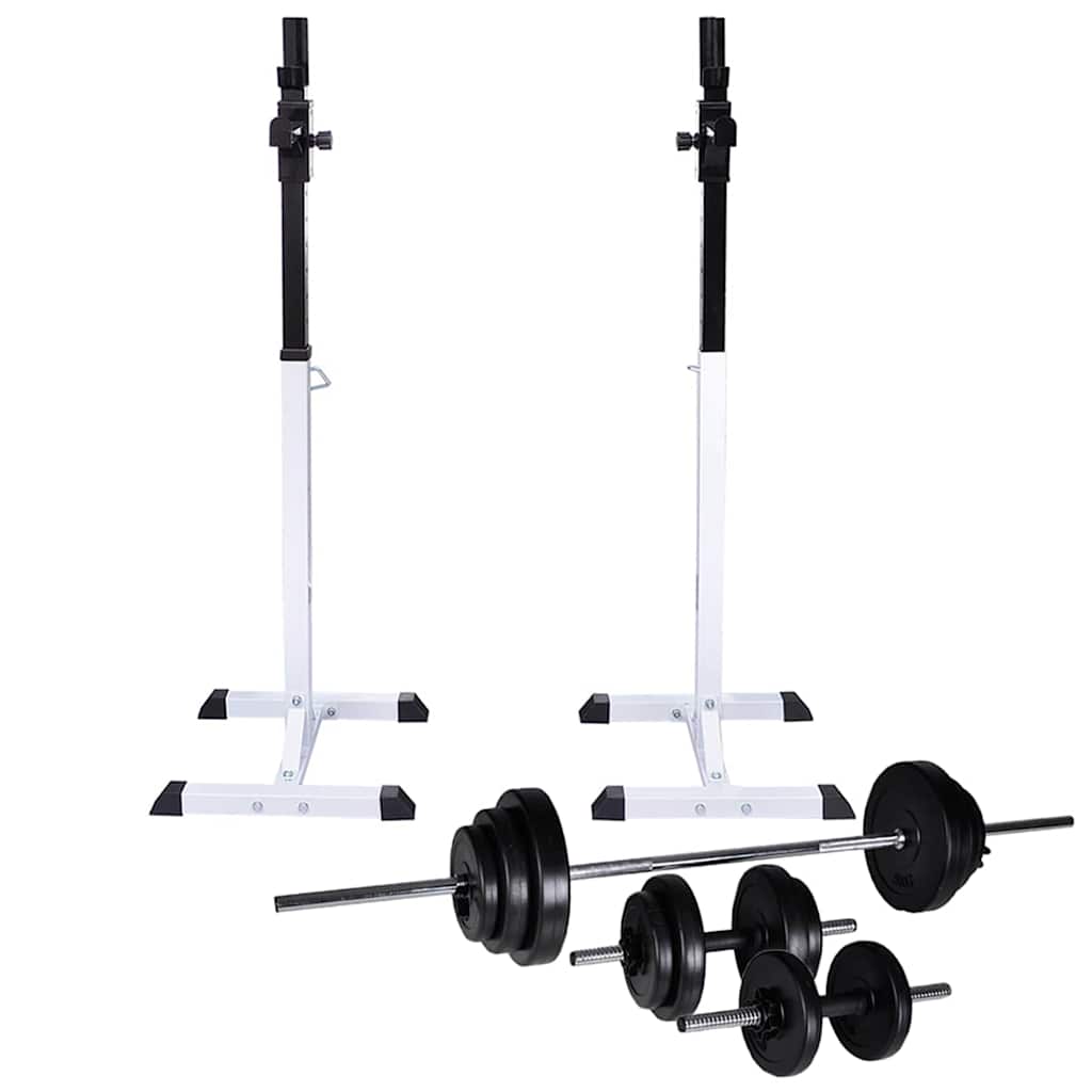 vidaXL Barbell Squat Rack with Barbell and Dumbbell Set 30.5 kg 1