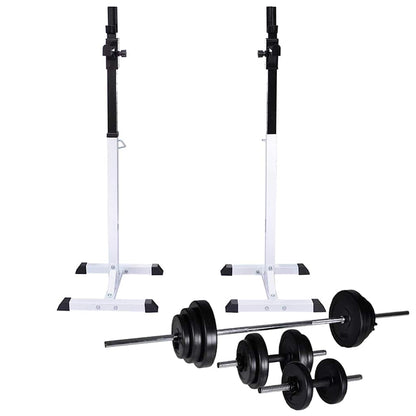 vidaXL Barbell Squat Rack with Barbell and Dumbbell Set 30.5 kg 1