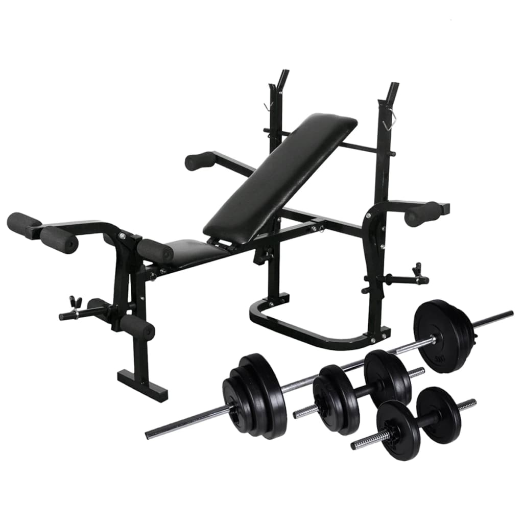 vidaXL Weight Bench with Weight Rack, Barbell and Dumbbell Set 30,5kg 1