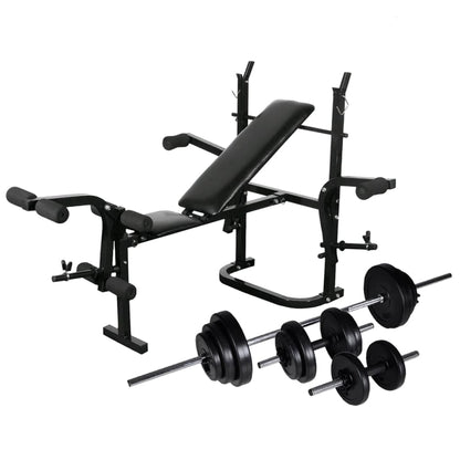 vidaXL Weight Bench with Weight Rack, Barbell and Dumbbell Set 30,5kg 1