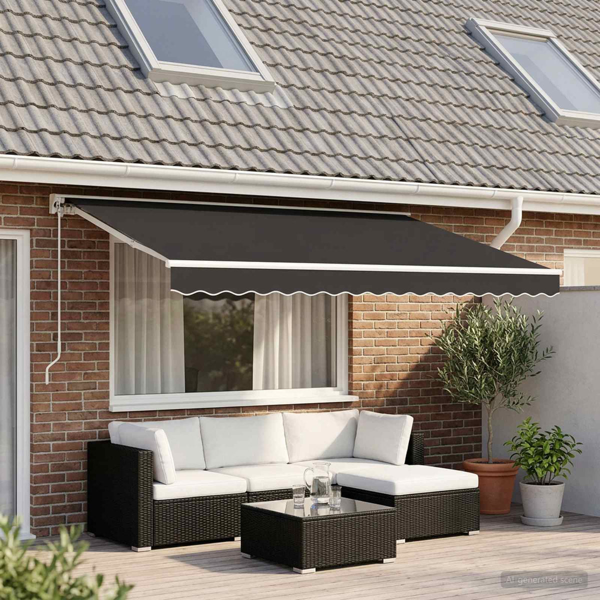 Awning Replacement Fabric 500x300 cm Polyester Drop 3 m Width 5 m Anthracite
