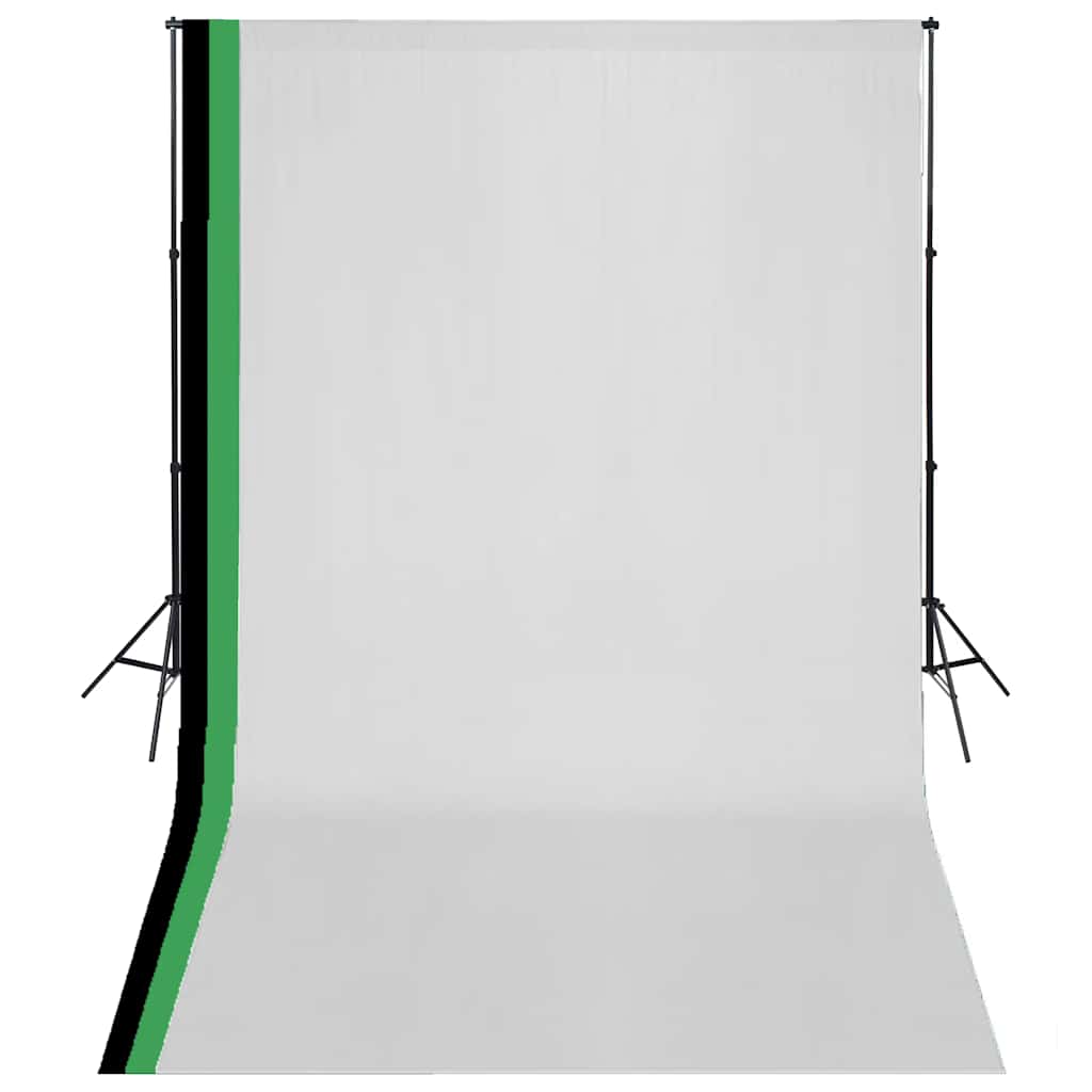 vidaXL Photo Studio Kit with 3 Cotton Backdrops Adjustable Frame 3x5m 1