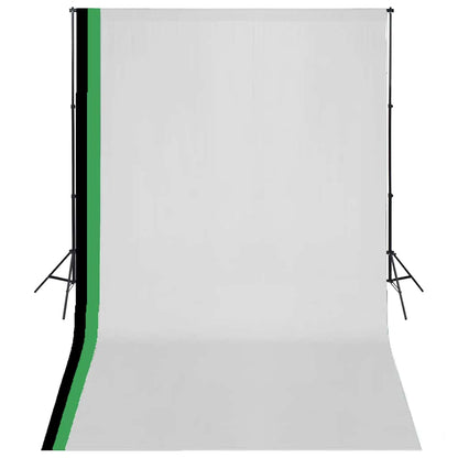 vidaXL Photo Studio Kit with 3 Cotton Backdrops Adjustable Frame 3x5m 1