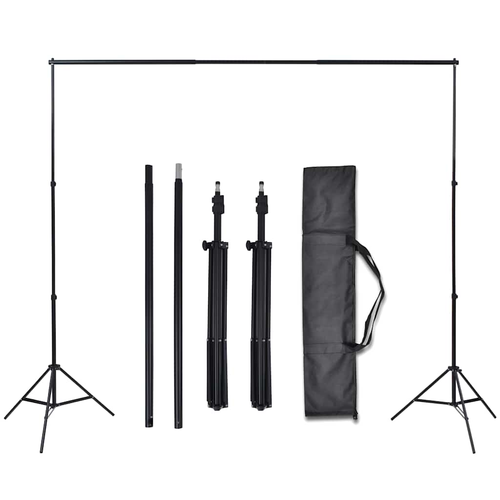 vidaXL Photo Studio Kit with 3 Cotton Backdrops Adjustable Frame 3x5m 5