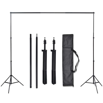 vidaXL Photo Studio Kit with 3 Cotton Backdrops Adjustable Frame 3x5m 5