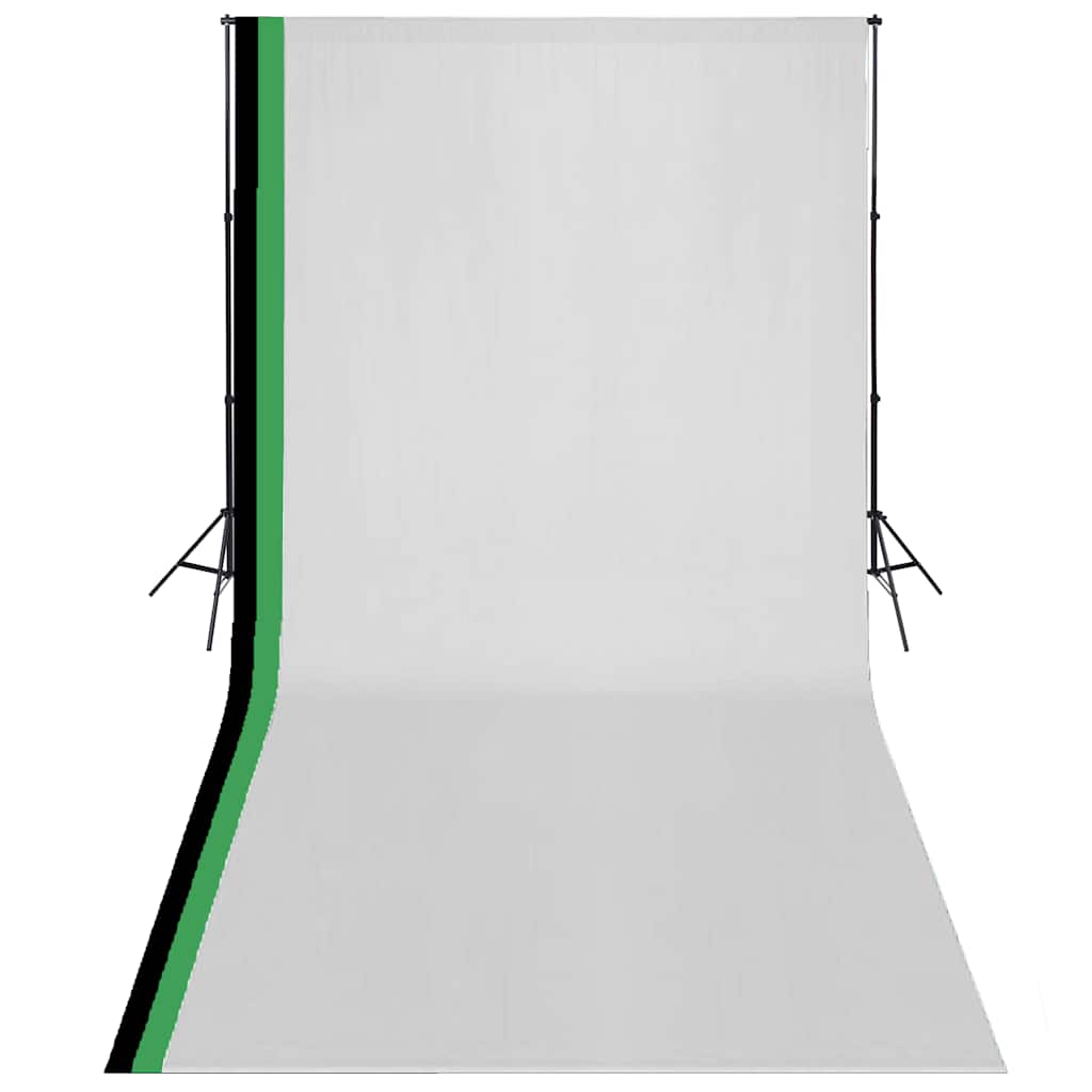 vidaXL Photo Studio Kit with 3 Cotton Backdrops Adjustable Frame 3x6 m 1