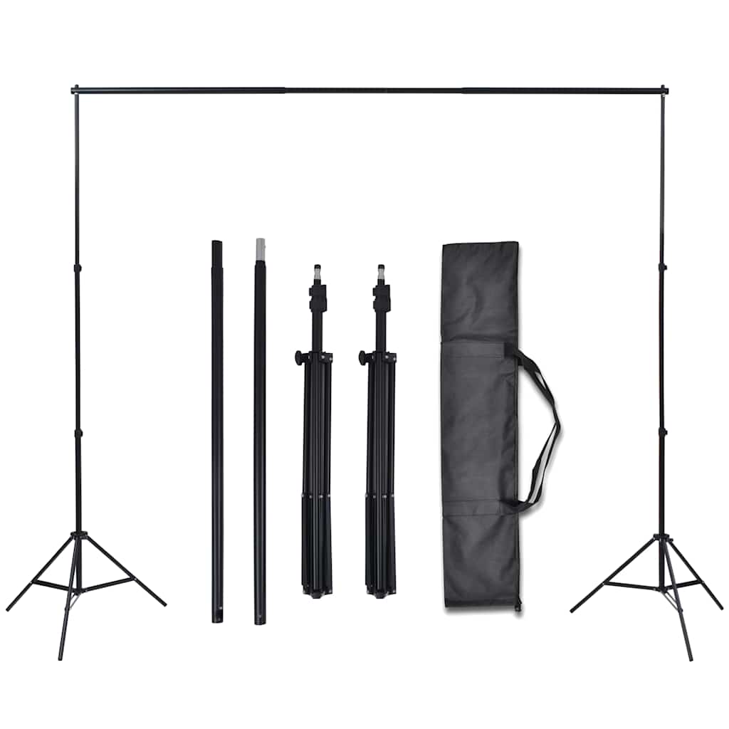 vidaXL Photo Studio Kit with 3 Cotton Backdrops Adjustable Frame 3x6 m 4