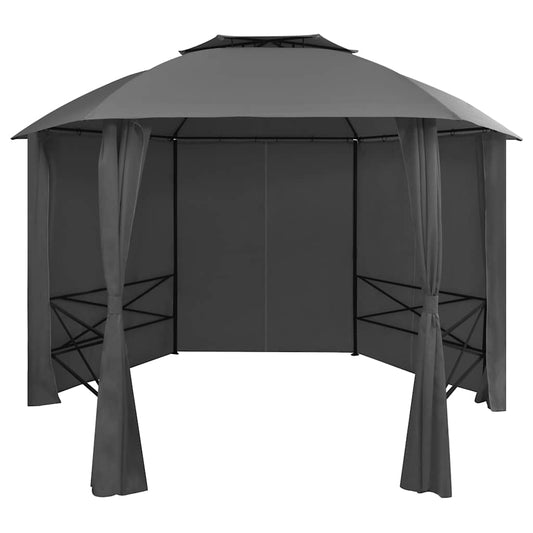 Garden Marquee Pavilion Tent with Curtains Hexagonal 360x265 cm Anthracite