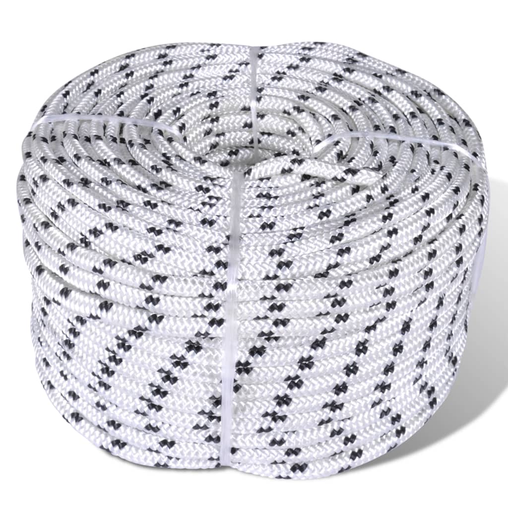 Braided Boat Rope Polyester White Length 250 m 6 mm