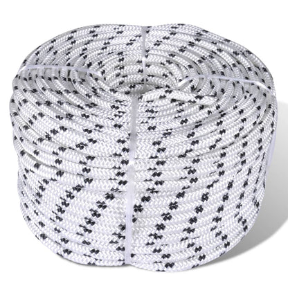 Braided Boat Rope Polyester White Length 250 m 6 mm