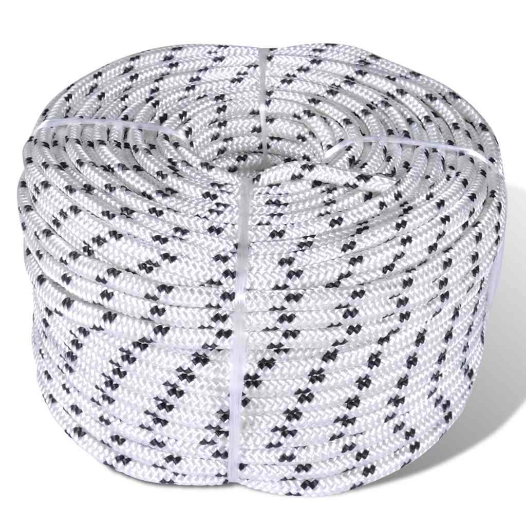 Braided Boat Rope Polyester White Length 500 m 6 mm