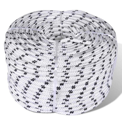 Braided Boat Rope Polyester White Length 500 m 6 mm