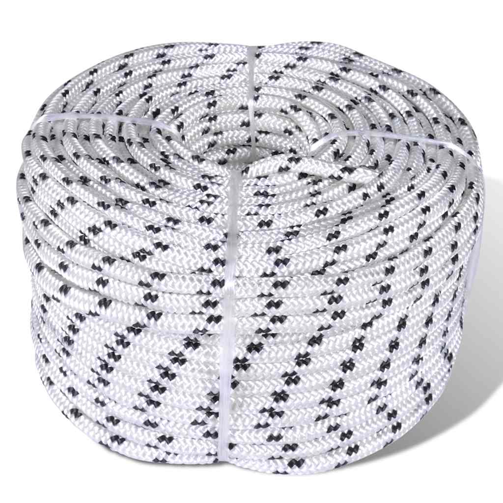 Braided Boat Rope Polyester White Length 500 m 8 mm