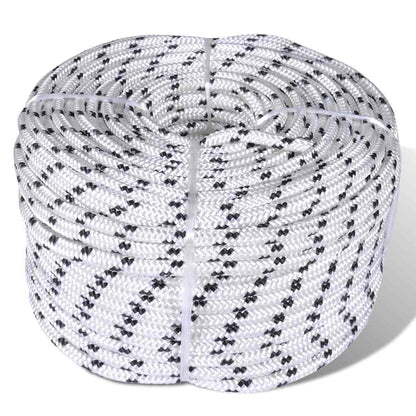 Braided Boat Rope Polyester White Length 500 m 8 mm