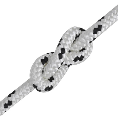 Braided Boat Rope Polyester White Length 250 m 10 mm
