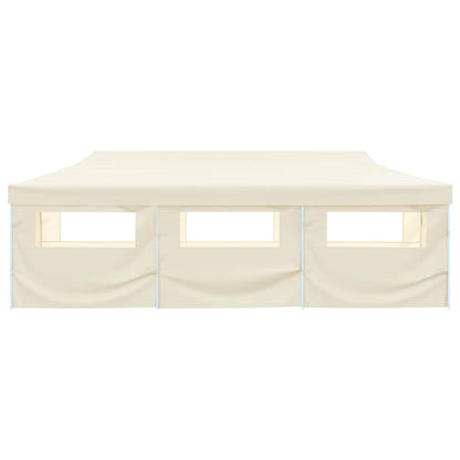 Folding Pop-up Party Tent with 8 Sidewalls 870x291x315 cm Cream