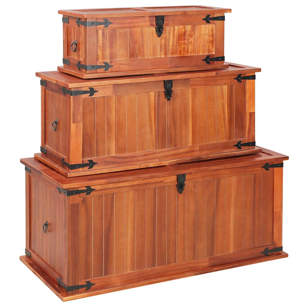 vidaXL Storage Chests 3 pcs Solid Acacia Wood 2