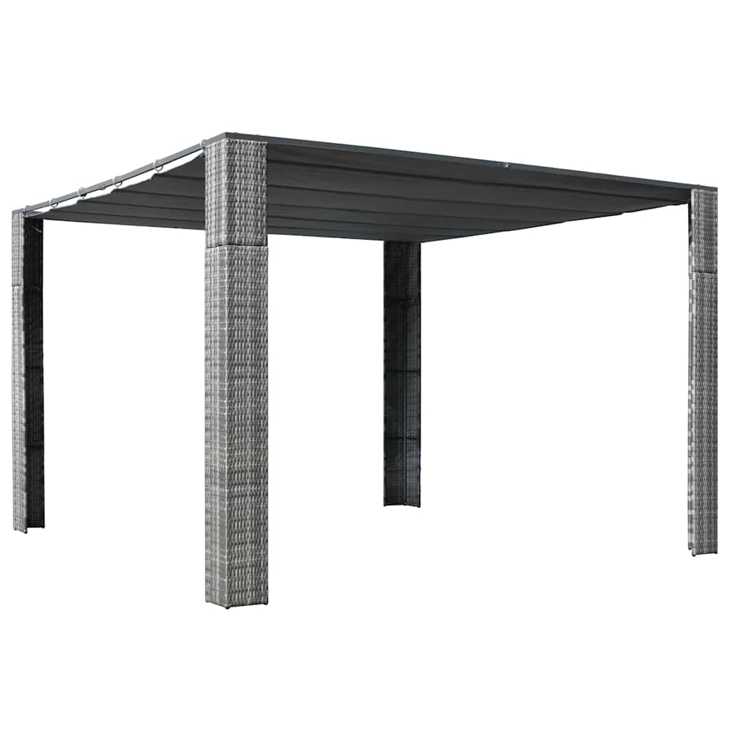 44818 vidaXL Gazebo with Roof Poly Rattan 300x300x220 cm Grey and Anthracite 1