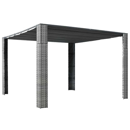 44818 vidaXL Gazebo with Roof Poly Rattan 300x300x220 cm Grey and Anthracite 1