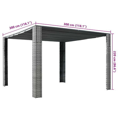44818 vidaXL Gazebo with Roof Poly Rattan 300x300x220 cm Grey and Anthracite 4