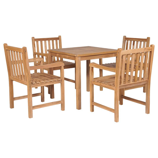 3 Piece Garden Dining Set Solid Wood Teak 80 cm table length 4x armchair + table