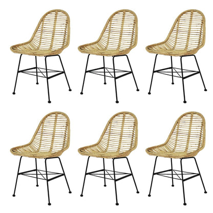 vidaXL Dining Chairs Natural Rattan