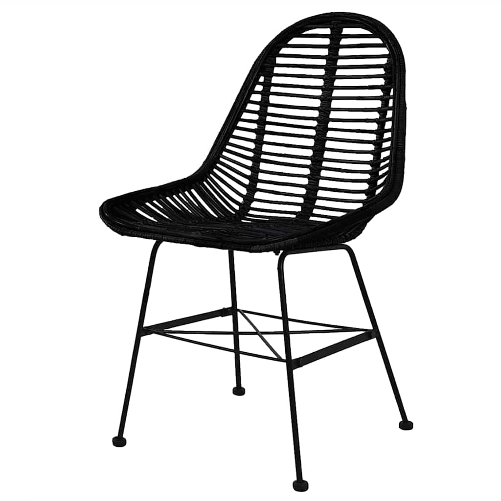 vidaXL Dining Chairs 6 pcs Black Natural Rattan 2