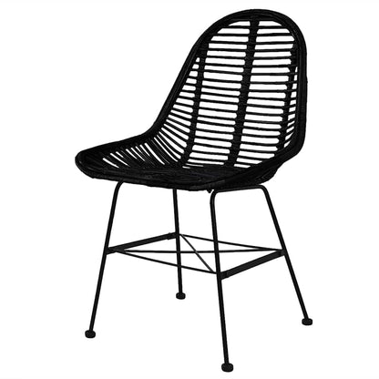 Dining Chairs Natural Rattan Black 6