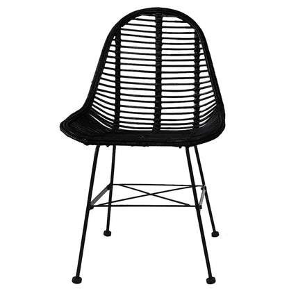 Dining Chairs Natural Rattan Black 6