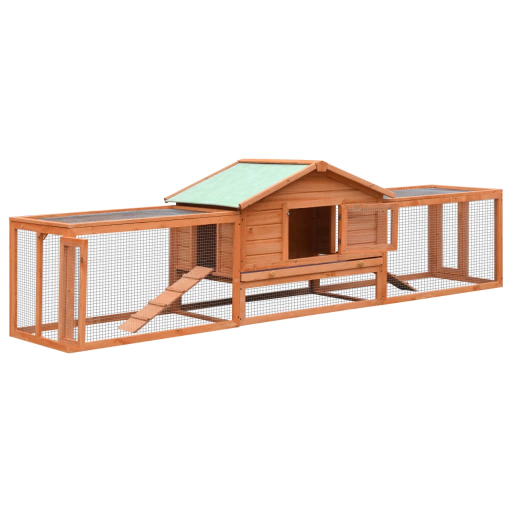 Rabbit Hutch 310x70x87 cm Solid Pine & Fir Wood Brown