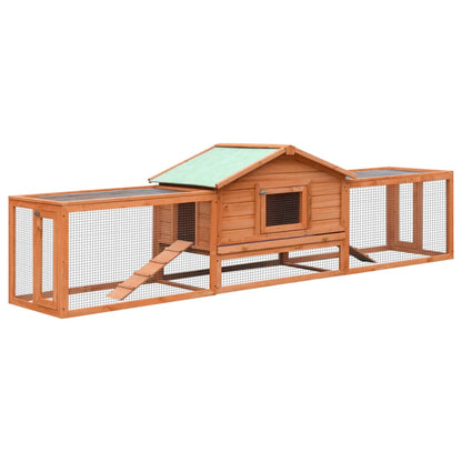 Rabbit Hutch 310x70x87 cm Solid Pine & Fir Wood Brown