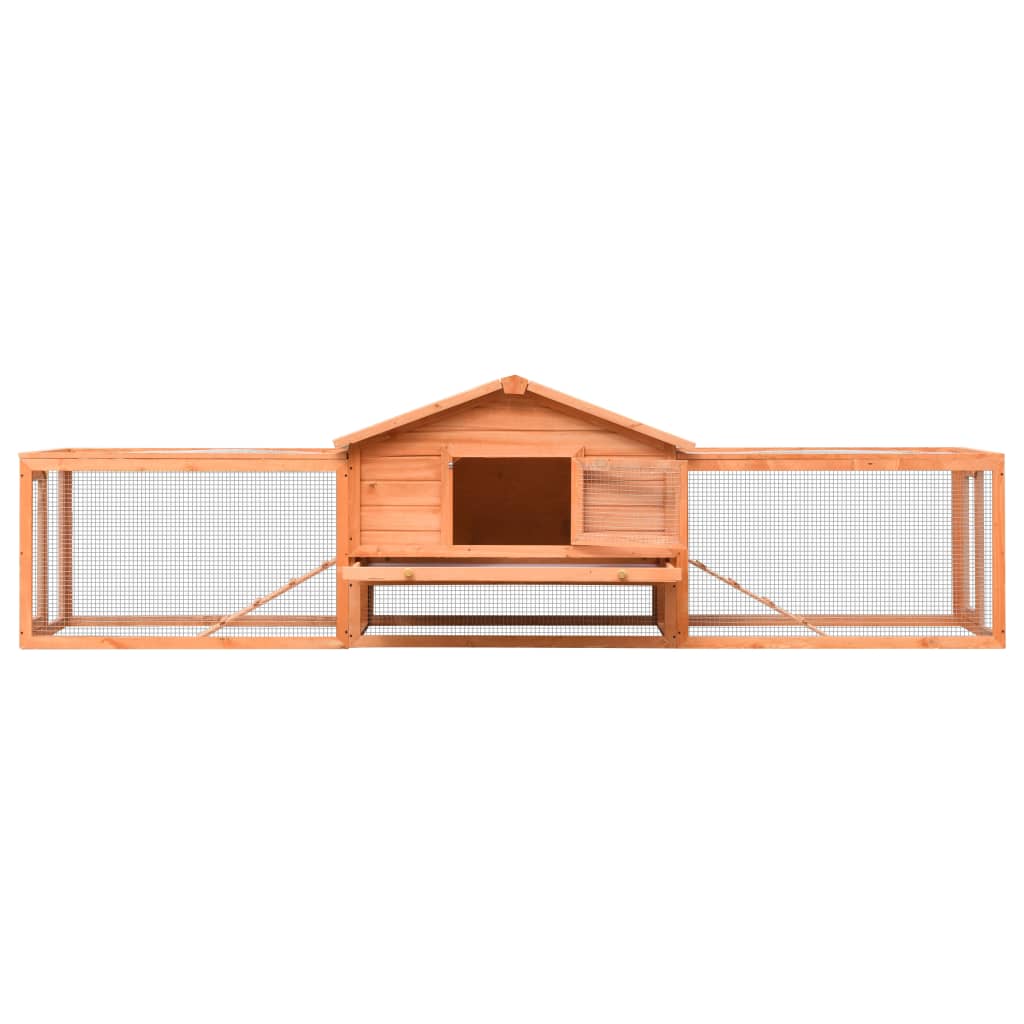 Rabbit Hutch 310x70x87 cm Solid Pine & Fir Wood Brown