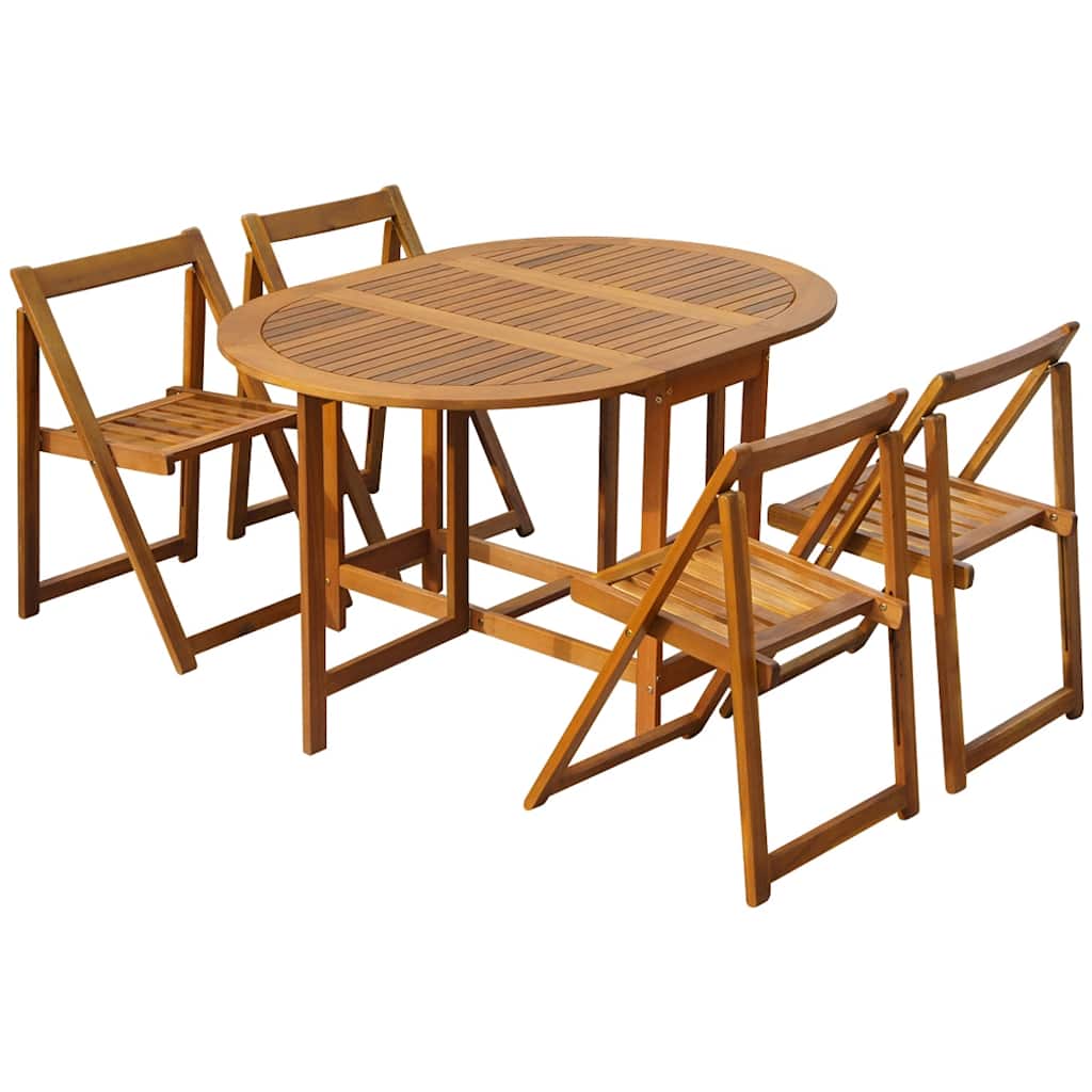 45594 vidaXL 5 Piece Folding Outdoor Dining Set Solid Acacia Wood 1