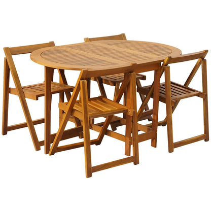 45594 vidaXL 5 Piece Folding Outdoor Dining Set Solid Acacia Wood 2
