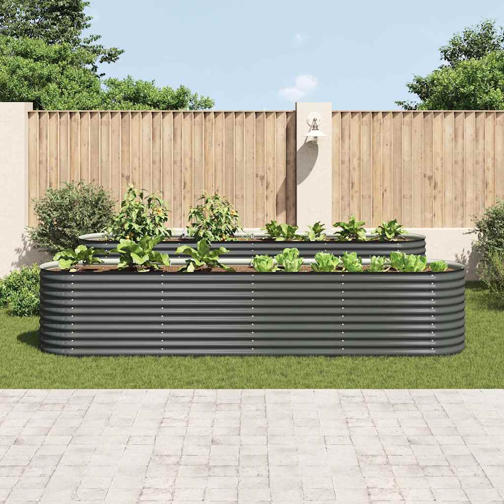 vidaXL Garden Raised Bed | Grey | Galvanised Steel | 400x80x81 cm 3