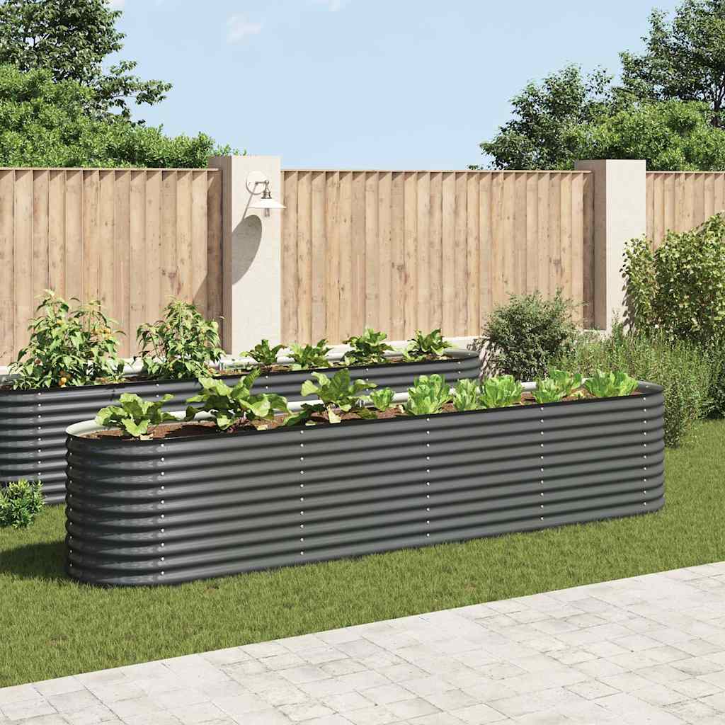 vidaXL Garden Raised Bed | Grey | Galvanised Steel | 400x80x81 cm 1