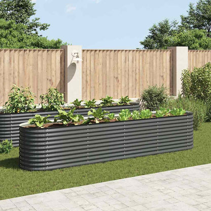 vidaXL Garden Raised Bed | Grey | Galvanised Steel | 400x80x81 cm 1