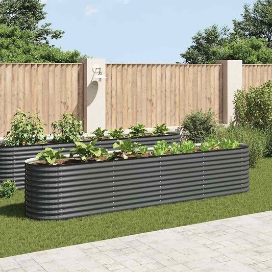 vidaXL Garden Raised Bed | Grey | Galvanised Steel | 400x80x81 cm 1