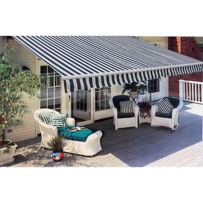 Folding Awning Manual Operated 300 cm Blue and white