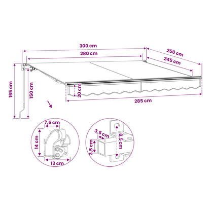 Folding Awning Manual Operated 300 cm Yellow and white