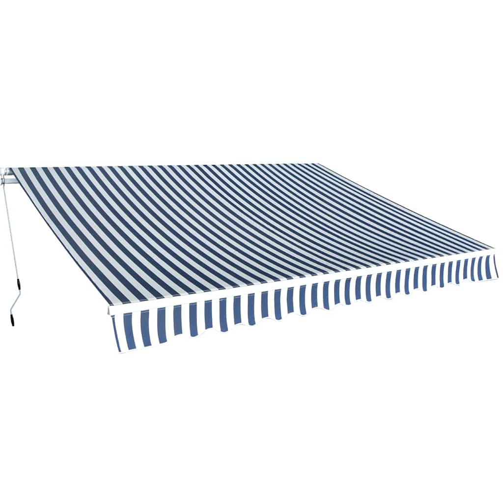 vidaXL Folding Awning Manual Operated 350 cm Blue/White 1