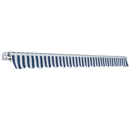 Manual Awning 4 x 3 m 100% Polyester Blue and white
