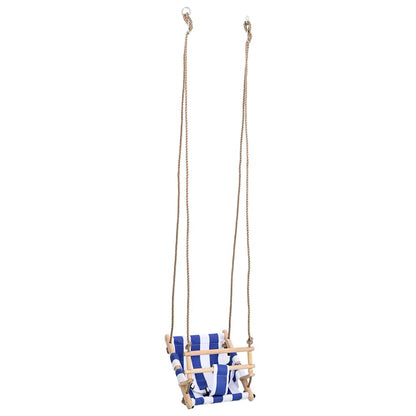 vidaXL Baby Swing with Safety Belt Cotton Wood Blue 2