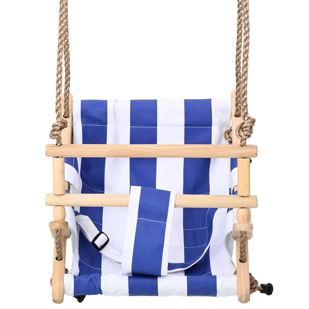 vidaXL Baby Swing with Safety Belt Cotton Wood Blue 3