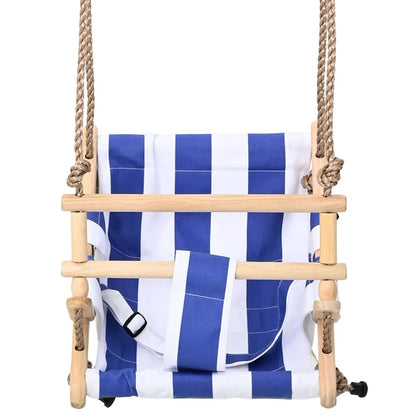 vidaXL Baby Swing with Safety Belt Cotton Wood Blue 3