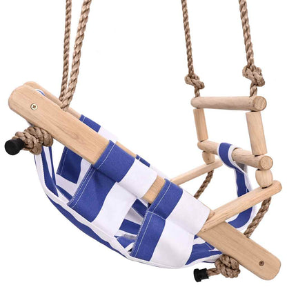 vidaXL Baby Swing with Safety Belt Cotton Wood Blue 4